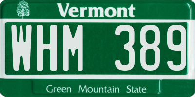 VT license plate WHM389
