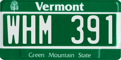 VT license plate WHM391