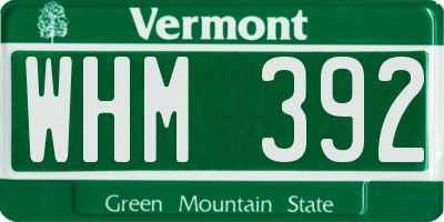 VT license plate WHM392