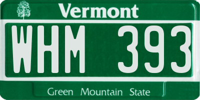 VT license plate WHM393