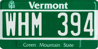 VT license plate WHM394