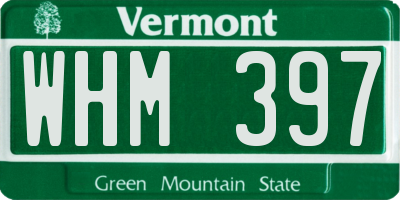VT license plate WHM397
