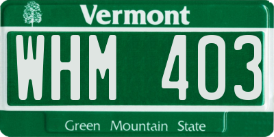 VT license plate WHM403