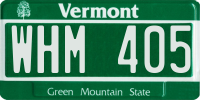 VT license plate WHM405