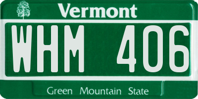 VT license plate WHM406