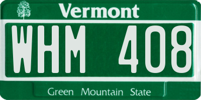 VT license plate WHM408