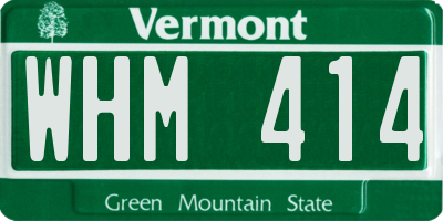 VT license plate WHM414