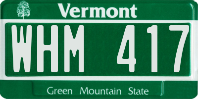 VT license plate WHM417