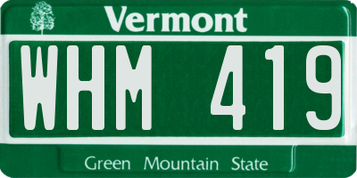 VT license plate WHM419