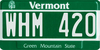 VT license plate WHM420