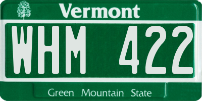VT license plate WHM422