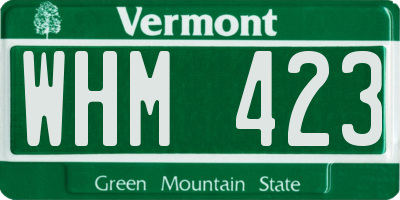 VT license plate WHM423