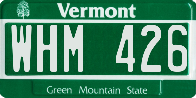 VT license plate WHM426