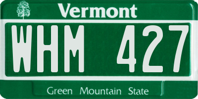 VT license plate WHM427