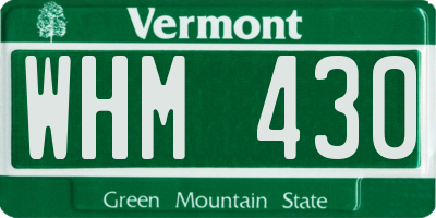 VT license plate WHM430
