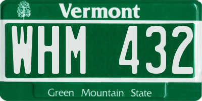 VT license plate WHM432