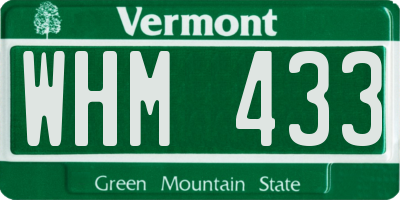 VT license plate WHM433