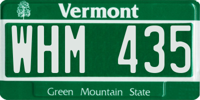 VT license plate WHM435