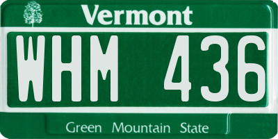 VT license plate WHM436
