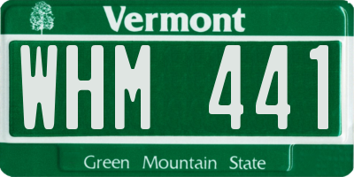VT license plate WHM441