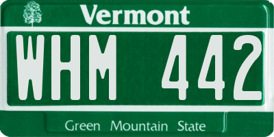 VT license plate WHM442