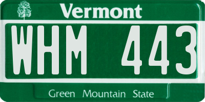 VT license plate WHM443
