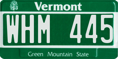 VT license plate WHM445