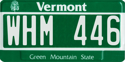 VT license plate WHM446