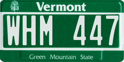VT license plate WHM447