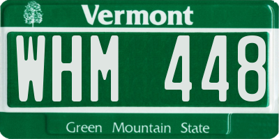 VT license plate WHM448