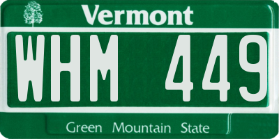 VT license plate WHM449