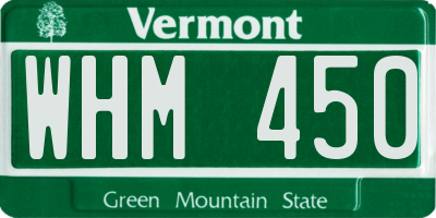VT license plate WHM450