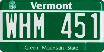 VT license plate WHM451
