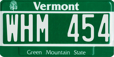 VT license plate WHM454