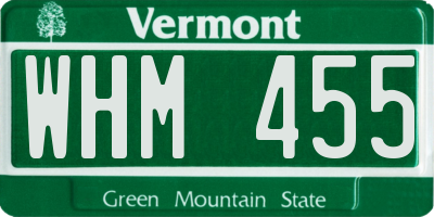 VT license plate WHM455