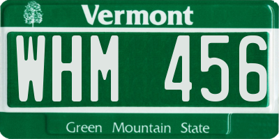VT license plate WHM456