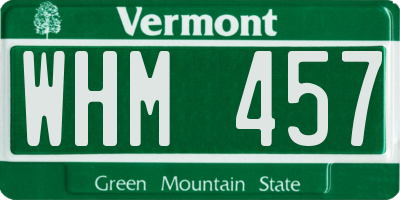VT license plate WHM457