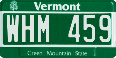 VT license plate WHM459