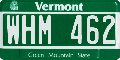 VT license plate WHM462