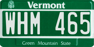 VT license plate WHM465