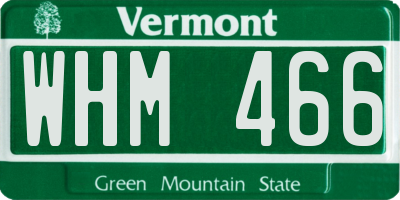 VT license plate WHM466
