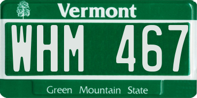 VT license plate WHM467