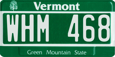 VT license plate WHM468
