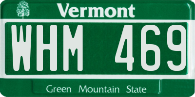 VT license plate WHM469