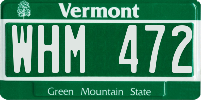 VT license plate WHM472