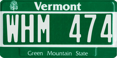 VT license plate WHM474