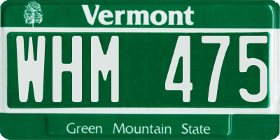 VT license plate WHM475