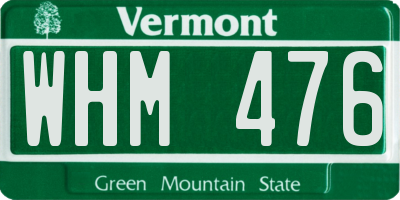 VT license plate WHM476