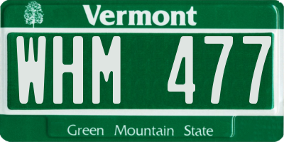 VT license plate WHM477