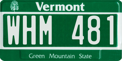 VT license plate WHM481